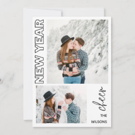 nieuwjaars cheer elegant multi foto feestdagenkaart