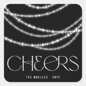 Nieuwjaars Cheers Fonkelende Lichten Stijlvol Chic Vierkante Sticker (Voorkant)