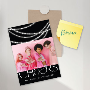 Nieuwjaars Cheers Lichtjes Magnetische Kaart