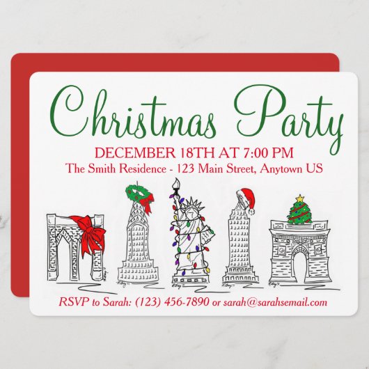 Nieuwjaars- en kerstlandmarks in New York City Kaart (Voorkant / Achterkant)