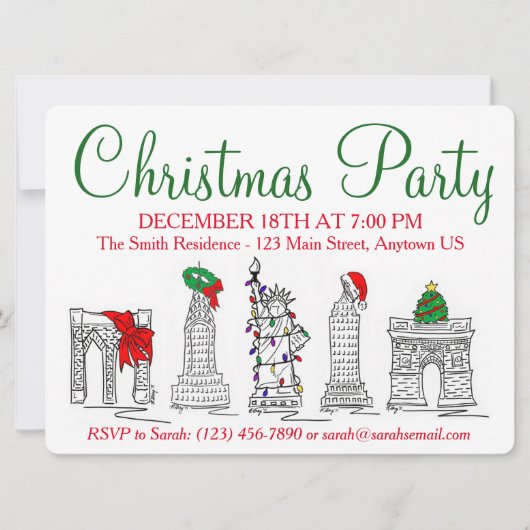 Nieuwjaars- en kerstlandmarks in New York City Kaart (Voorkant)