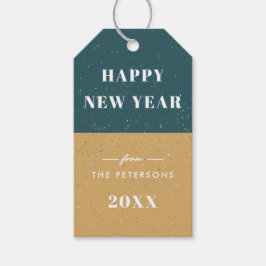 Nieuwjaars Geometrische Kerst Cadeaubon - Tealblau Cadeaulabel