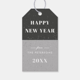 Nieuwjaars Geometrische Kerstkaart - Zwart Cadeaulabel