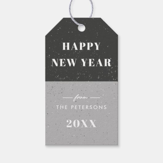 Nieuwjaars Geometrische Kerstkaart - Zwart Cadeaulabel (Voorkant)