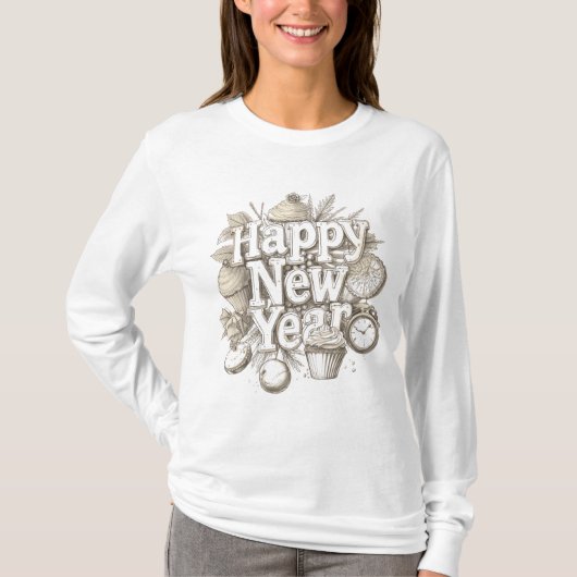 nieuwjaars geweldige cupcake ontwerp t-shirt (Voorkant)