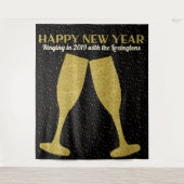 Nieuwjaars Glitter Champagne Fotobooth Achtergrond Wandkleed (Voorkant)