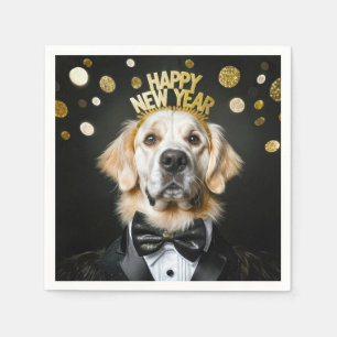Nieuwjaars Golden Retriever in smoking Servet