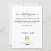 Nieuwjaars gouden script zakelijk logo feestdagenkaart (Achterkant)