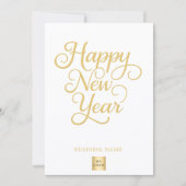 Nieuwjaars gouden script zakelijk logo feestdagenkaart (Voorkant)