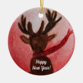 Nieuwjaars hertenornament keramisch ornament (Voorkant)
