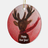 Nieuwjaars hertenornament keramisch ornament (Links)