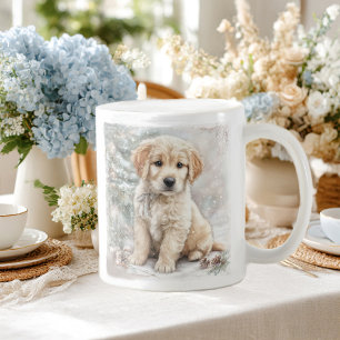 Nieuwjaars hond en sneeuw koffiemok