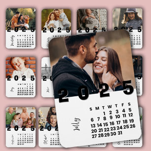 Nieuwjaars Juli 2025 Kalender Familie Foto Magneet