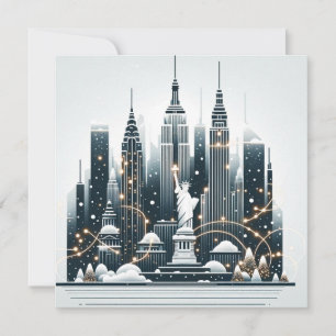 Nieuwjaars Kerst Elegantie - Aanpasbare Kerstkaart Kaart