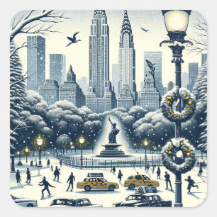 Nieuwjaars Kerst Elegantie - Aanpasbare Kerstkaart Vierkante Sticker