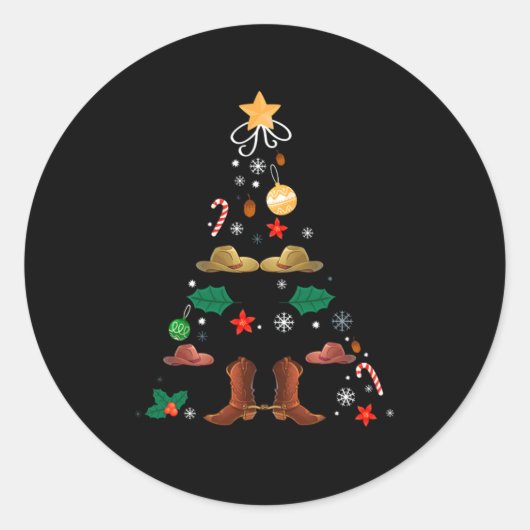 Nieuwjaars kerstboomkoorts ronde sticker (Voorkant)