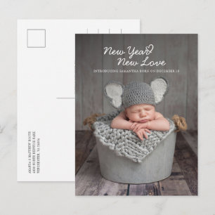 Nieuwjaars Nieuw Liefde Vakantie Geboorte Baby Fot Aankondigingskaart