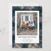 Nieuwjaars Nieuw Thuis Adres Foto Rustieke Blauw G Feestdagenkaart (Voorkant)