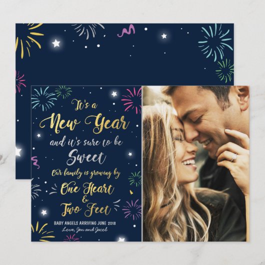 Nieuwjaars zwangerschapskaart 2018 feestdagenkaart (Voorkant / Achterkant)