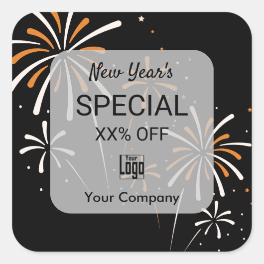 Nieuwjaarsaankondiging over marketingmateriaal vierkante sticker (Voorkant)