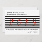 Nieuwjaarsaankondigingskaart voor verlovingsfoto feestdagenkaart (Achterkant)