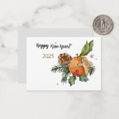 “Nieuwjaarsaquarelmandarijn Notitiekaartje (Voorkant / Achterkant in situ)