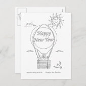 nieuwjaarsballon feestdagenkaart (Voorkant / Achterkant)