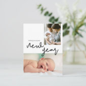 Nieuwjaarsbekendmaking Baby geboortedatum moderne  Briefkaart (Staand voorkant)