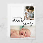 Nieuwjaarsbekendmaking Baby geboortedatum moderne  Briefkaart (Voorkant / Achterkant)
