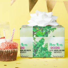 Nieuwjaarsbeker 2026 met natuur bosontwerp cadeaupapier
