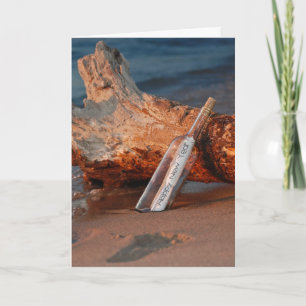 Nieuwjaarsbericht in de fles feestdagen kaart