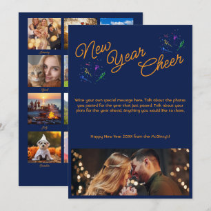 Nieuwjaarsblijdschap Multi Foto Navyblauw Feestdagenkaart