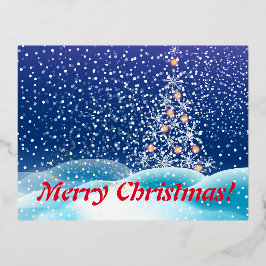 Nieuwjaarsboom, vrolijk kerstfeest folie feestdagen briefkaart