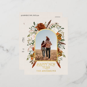 Nieuwjaarsbudget botanisch elegant traditioneel folie feestdagen briefkaart