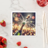 Nieuwjaarschampagne met knallende kurk servet (Insitu)