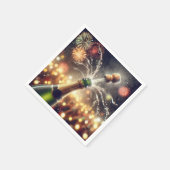 Nieuwjaarschampagne met knallende kurk servet (Hoek)