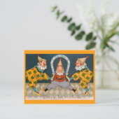 Nieuwjaarsclowns en -klavers briefkaart (Staand voorkant)
