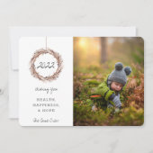 Nieuwjaarsdag Foto kaart Fried Floral Wreate (Voorkant)