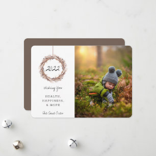 Nieuwjaarsdag Foto kaart Fried Floral Wreate