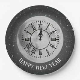 Nieuwjaarsdag in de nacht papieren bordje