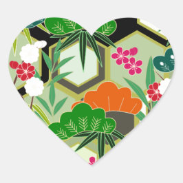 Nieuwjaarsdag Japanse stijl Hart Sticker