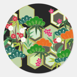 Nieuwjaarsdag Japanse stijl Ronde Sticker
