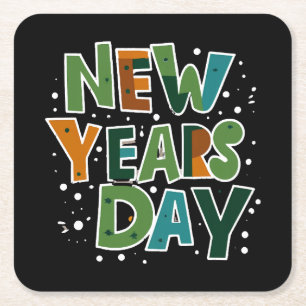 Nieuwjaarsdag Kartonnen Onderzetters