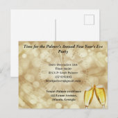 Nieuwjaarsdag met champagnebril aankondigingskaart (Voorkant / Achterkant)