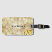 Nieuwjaarsdag met champagnebril bagagelabel (Voorkant (horizontaal))