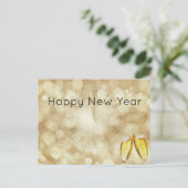 Nieuwjaarsdag met champagnebril briefkaart (Staand voorkant)