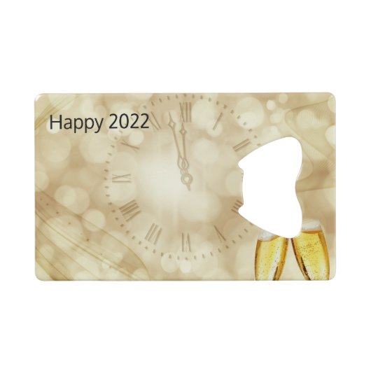Nieuwjaarsdag met champagnebril creditkaart flessenopener (Voorkant (Horizontaal))