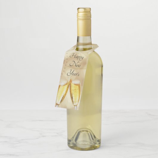 Nieuwjaarsdag met champagnebril flessenhanger (Schuin)