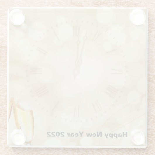 Nieuwjaarsdag met champagnebril glazen onderzetter (Achterkant)