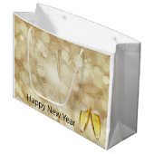 Nieuwjaarsdag met champagnebril groot cadeauzakje (Voorkant Gekanteld)